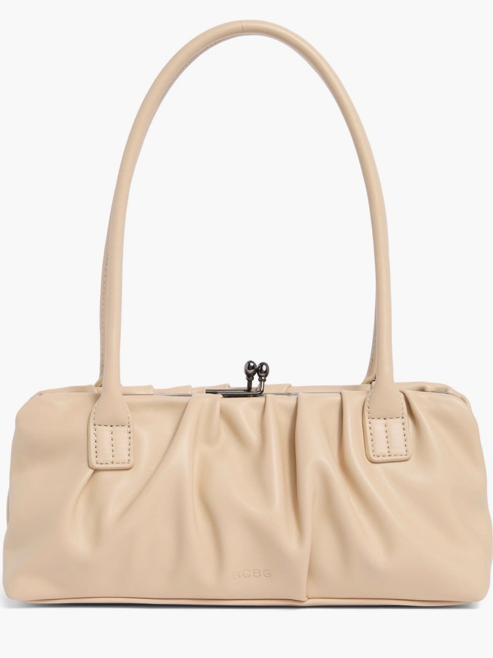 BCBG Cream Frame-Top Shoulder Bag